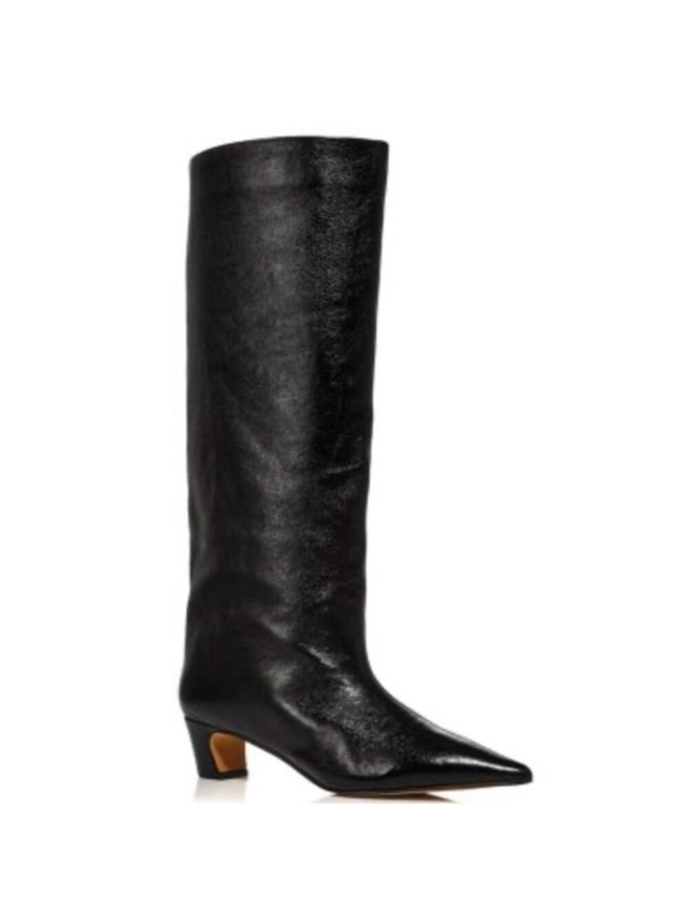 AQUA Black Knee-High Pointed Toe Leather Boots PULL ON POINTU TOE SIZE 9.5
